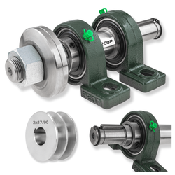 Zestaw bazowy do piły tarczowej (cyrkularki / krajzegi) z mocowaniem 30mm / prawy gwint / 250mm / oparty na łożyskach UCP207 + Koło 2x17/90mm