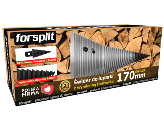 Świder do łuparki 170mm, z wymienną końcówką (kołkowaną) B